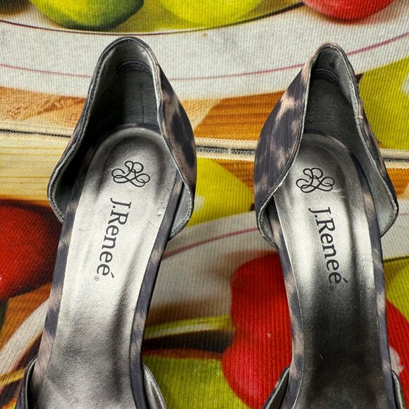 J. Renee Womens Size 9M Leopard Print Rhinestone Toe Buckle Peep-Toe Heels - Picture 3 of 7